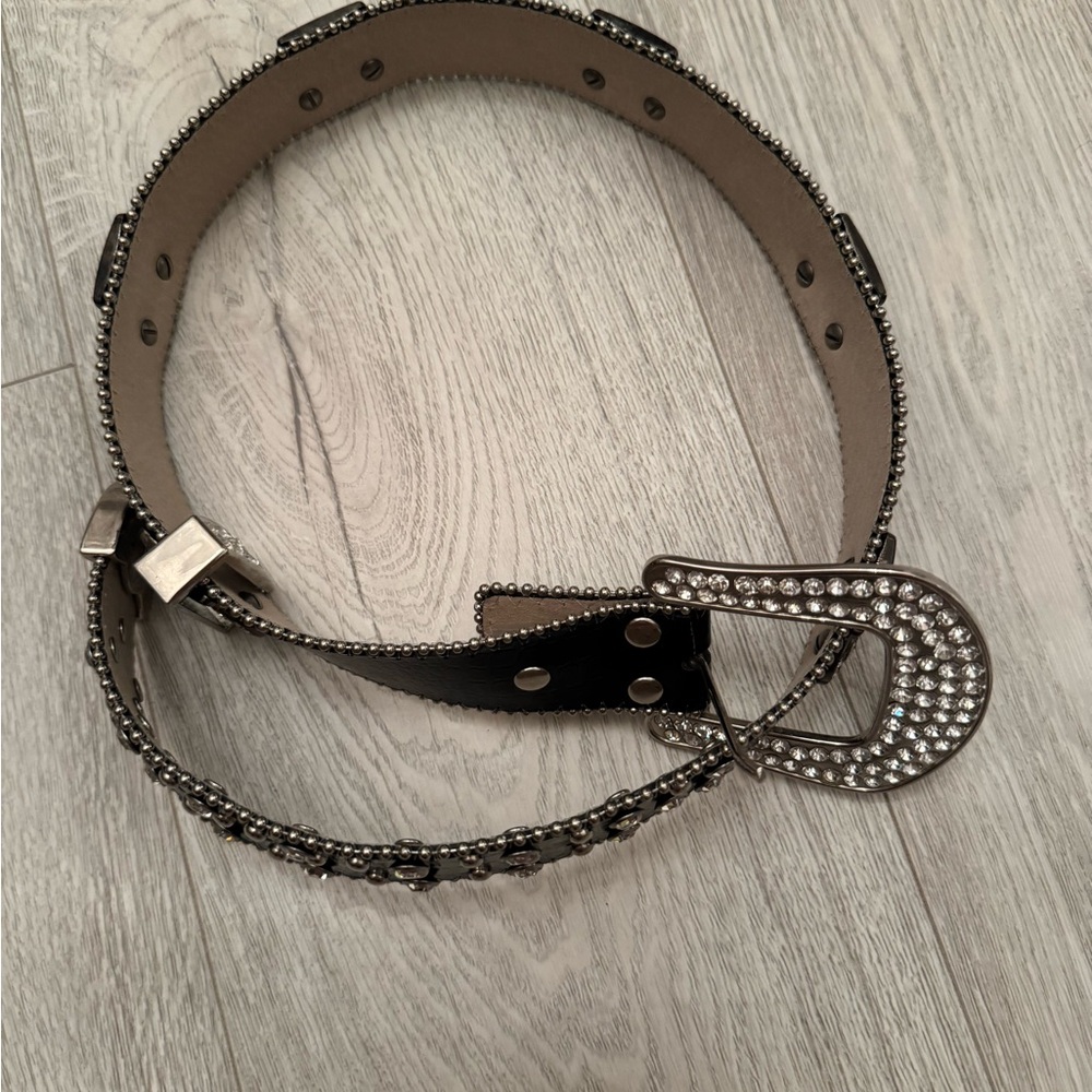 Black Rhinestone Studded Belt - Picture 4 of 6